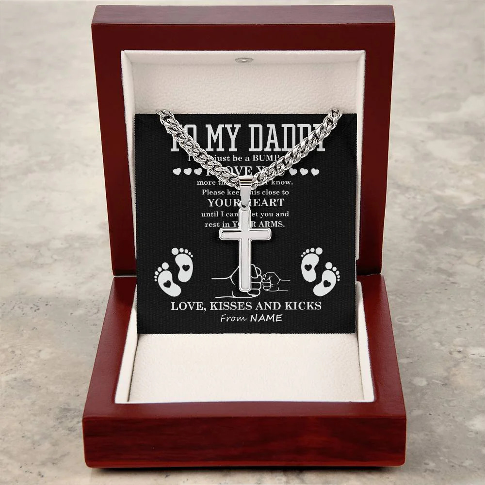 Dad in Your Arms Artisan Cross Cuban Chain Luxury Box